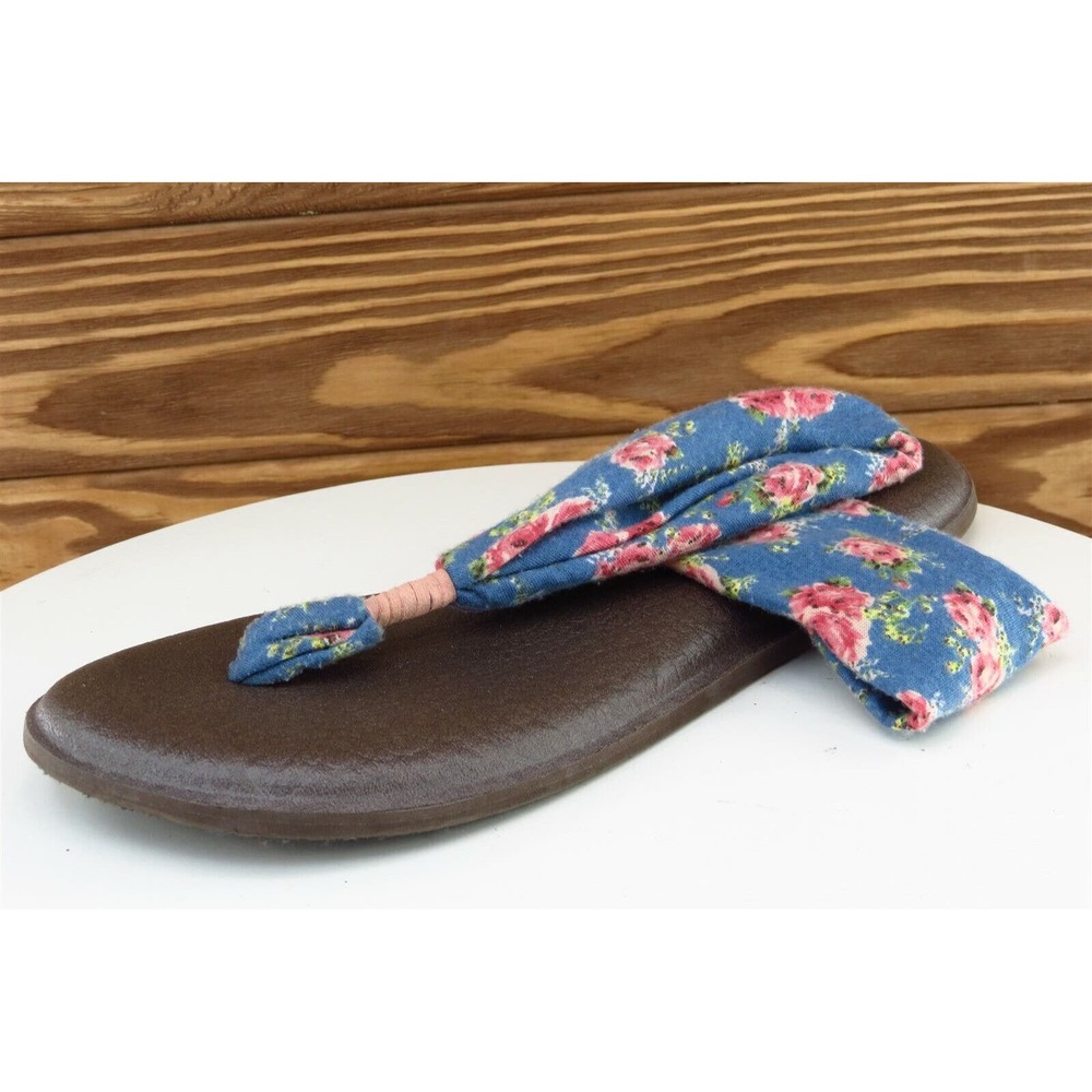 Sanuk Sz 8 M Blue Slingback Fabric Women Sandals CT0115